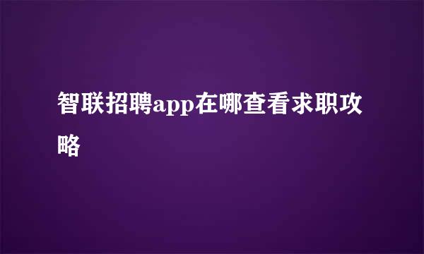 智联招聘app在哪查看求职攻略
