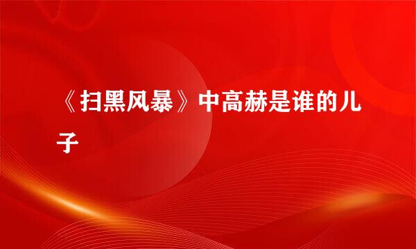 《扫黑风暴》中高赫是谁的儿子