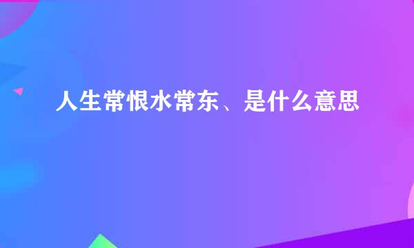 人生常恨水常东、是什么意思
