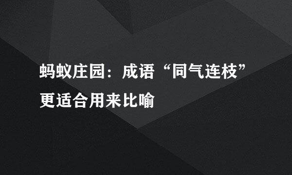 蚂蚁庄园：成语“同气连枝”更适合用来比喻