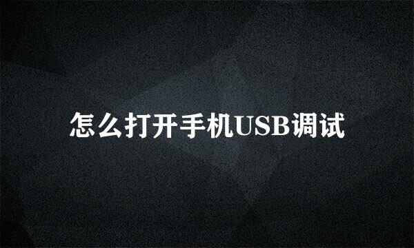 怎么打开手机USB调试