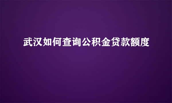 武汉如何查询公积金贷款额度