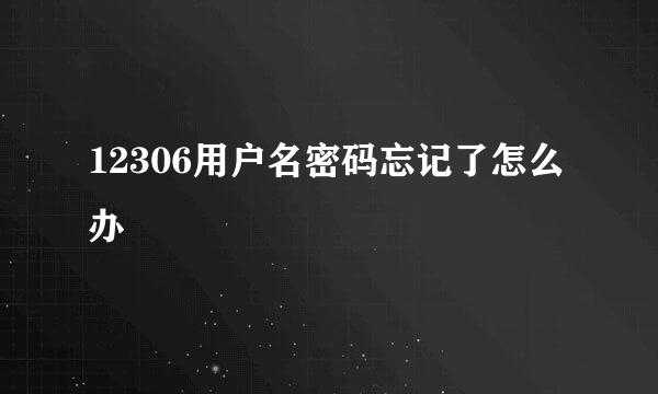 12306用户名密码忘记了怎么办