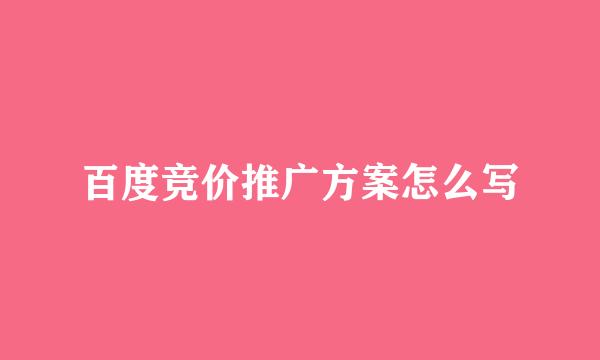 百度竞价推广方案怎么写