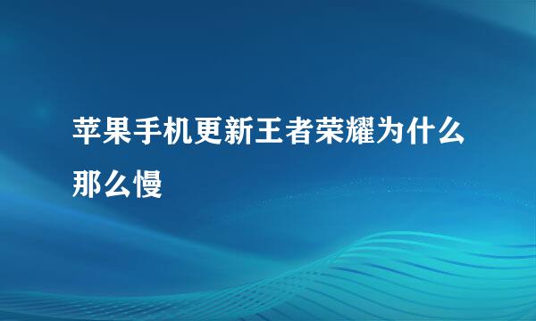 苹果手机更新王者荣耀为什么那么慢