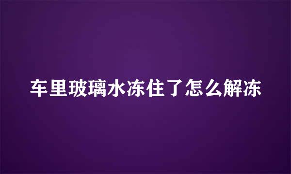 车里玻璃水冻住了怎么解冻