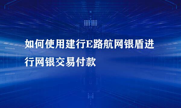 如何使用建行E路航网银盾进行网银交易付款