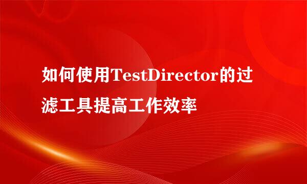 如何使用TestDirector的过滤工具提高工作效率