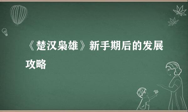《楚汉枭雄》新手期后的发展攻略