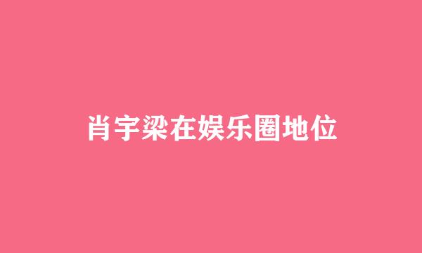 肖宇梁在娱乐圈地位