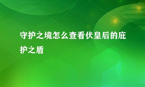 守护之境怎么查看伏皇后的庇护之盾