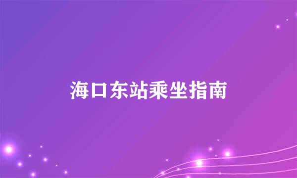 海口东站乘坐指南