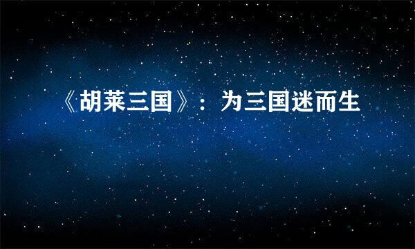 《胡莱三国》：为三国迷而生