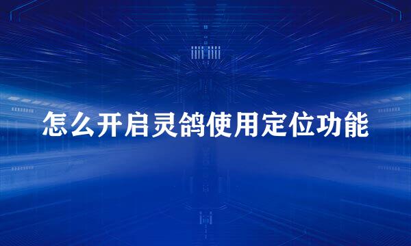 怎么开启灵鸽使用定位功能