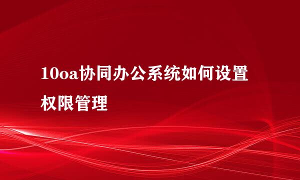 10oa协同办公系统如何设置权限管理
