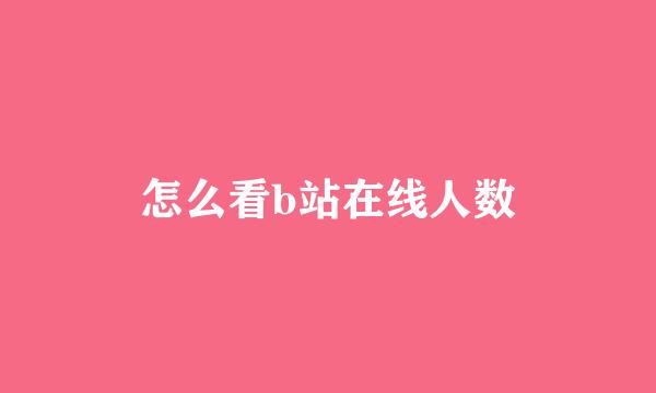 怎么看b站在线人数