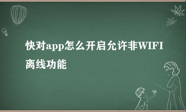 快对app怎么开启允许非WIFI离线功能