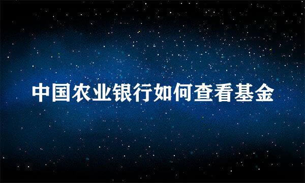 中国农业银行如何查看基金