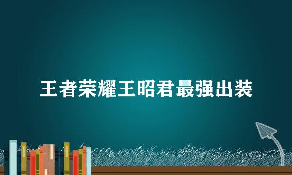 王者荣耀王昭君最强出装