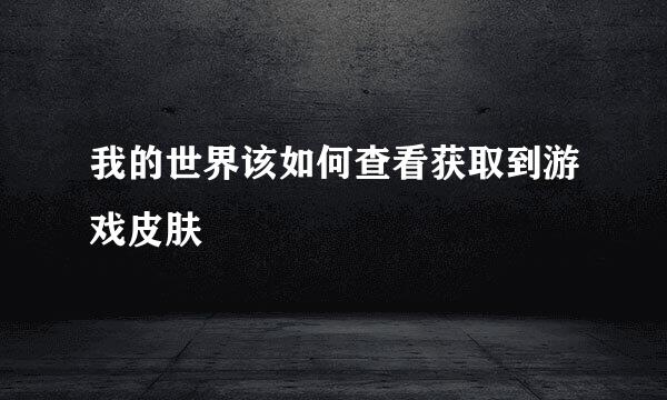 我的世界该如何查看获取到游戏皮肤