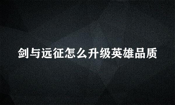 剑与远征怎么升级英雄品质