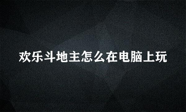 欢乐斗地主怎么在电脑上玩