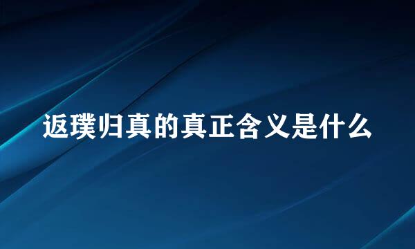返璞归真的真正含义是什么