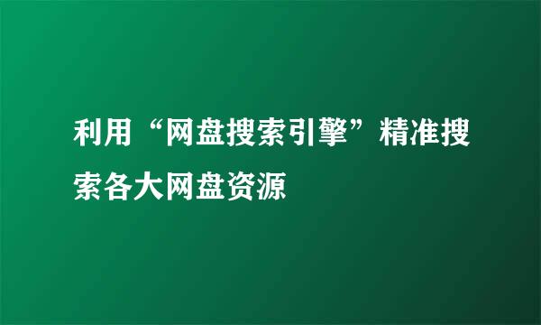 利用“网盘搜索引擎”精准搜索各大网盘资源