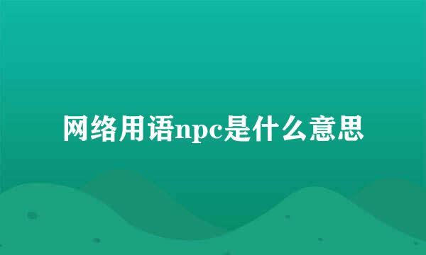 网络用语npc是什么意思