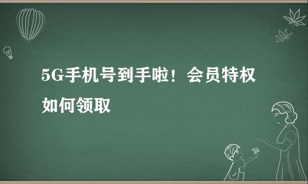 5G手机号到手啦！会员特权如何领取