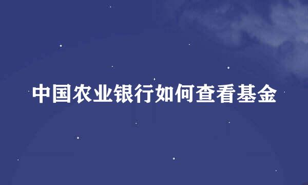 中国农业银行如何查看基金
