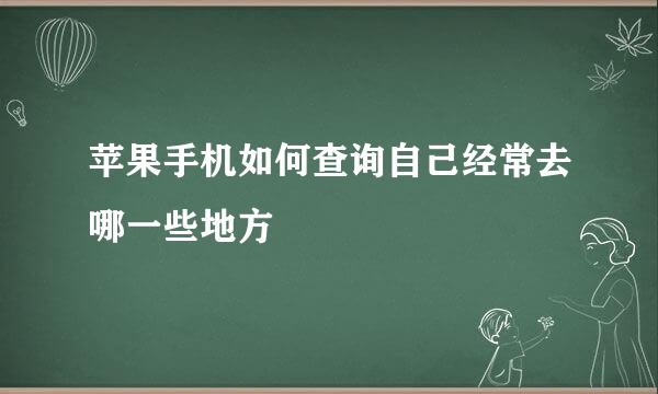 苹果手机如何查询自己经常去哪一些地方
