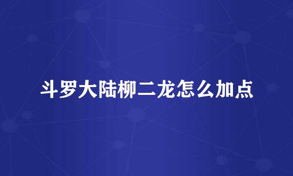 斗罗大陆柳二龙怎么加点