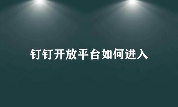 钉钉开放平台如何进入