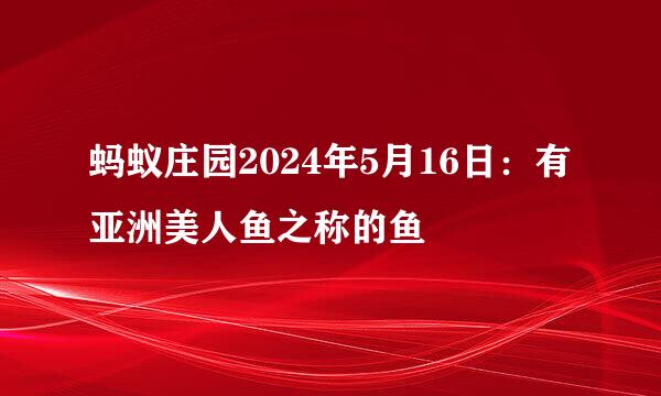蚂蚁庄园2024年5月16日：有亚洲美人鱼之称的鱼