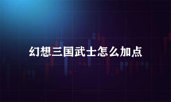 幻想三国武士怎么加点