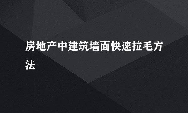 房地产中建筑墙面快速拉毛方法