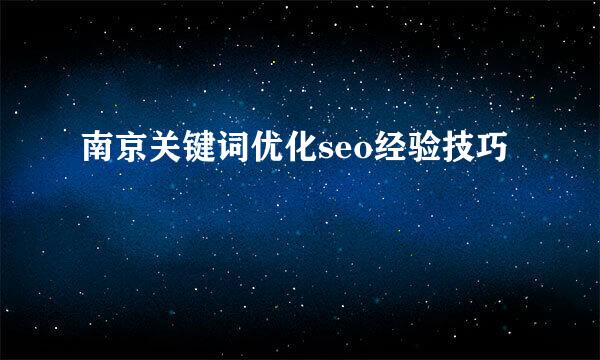 南京关键词优化seo经验技巧