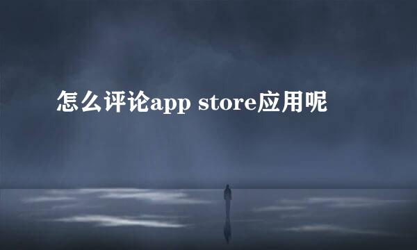 怎么评论app store应用呢