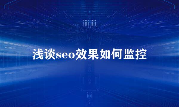 浅谈seo效果如何监控