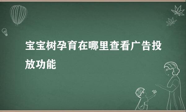 宝宝树孕育在哪里查看广告投放功能