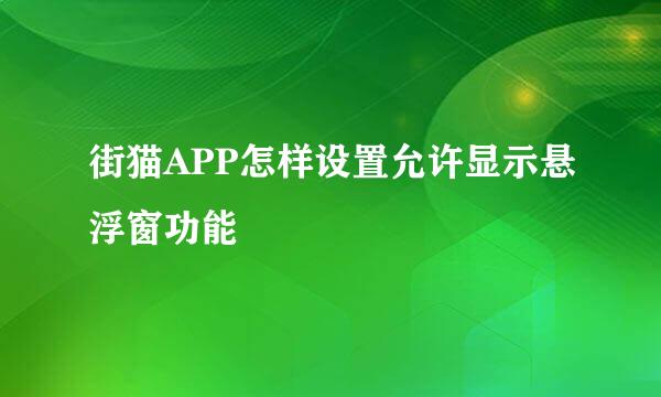 街猫APP怎样设置允许显示悬浮窗功能
