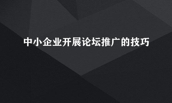 中小企业开展论坛推广的技巧
