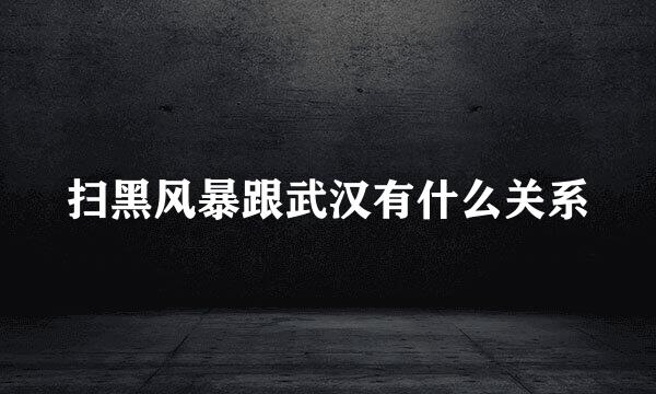 扫黑风暴跟武汉有什么关系