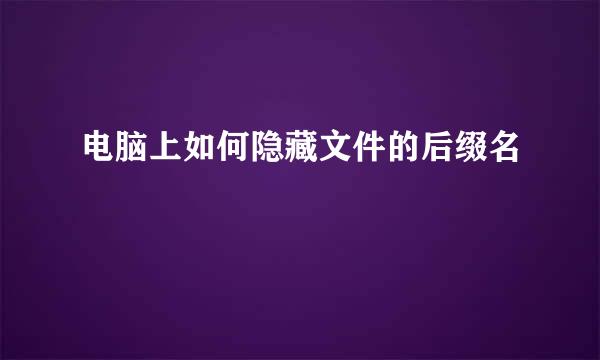 电脑上如何隐藏文件的后缀名