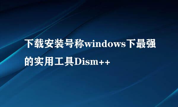 下载安装号称windows下最强的实用工具Dism++