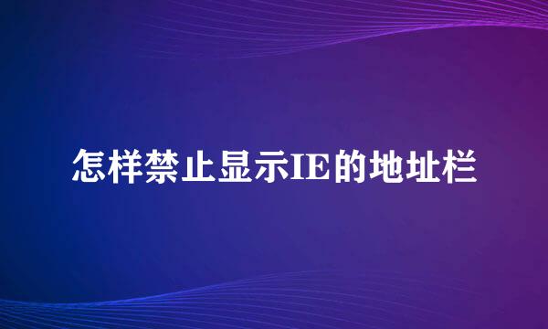 怎样禁止显示IE的地址栏