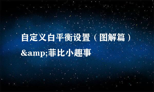 自定义白平衡设置（图解篇）&菲比小趣事
