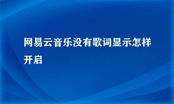 网易云音乐没有歌词显示怎样开启